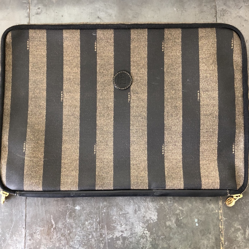 Vintage Fendi Pequin-Striped Canvas Portfolio